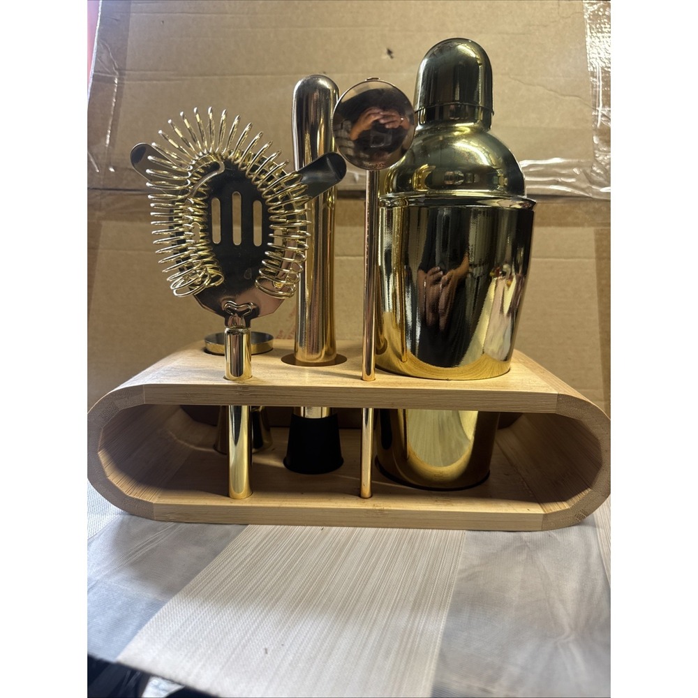 -Cocktail Shaker Set Stainless Steel Bartending Kit‎ 18.6oz Cocktail 12Pcs Gold